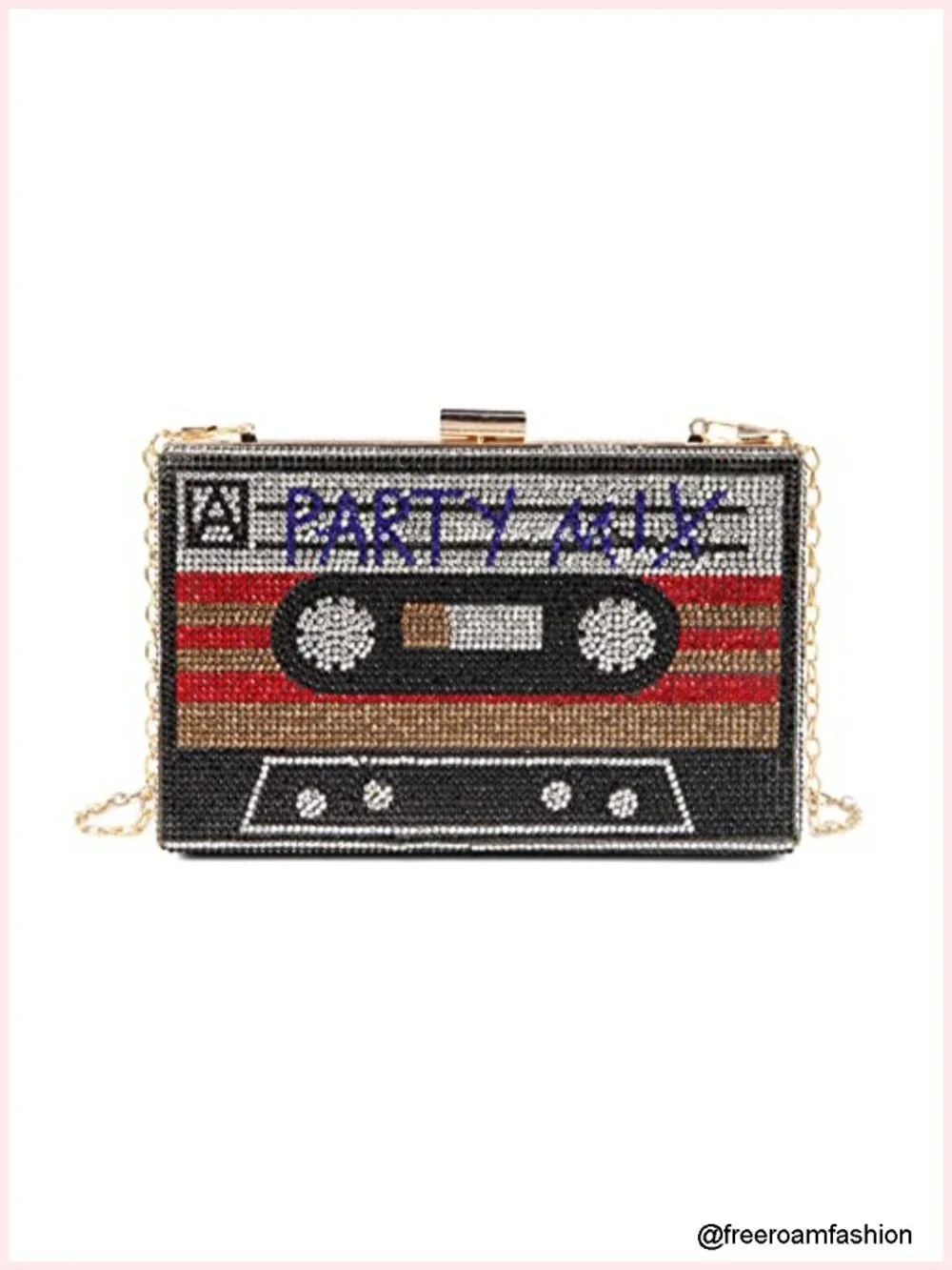 Rhinestone Evening Clutch Purse with Chain - Crossbody Fun Unique